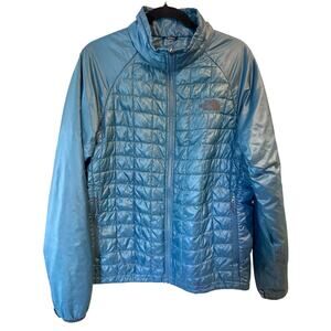 North Face Thermoball Insulated Jacket Mens Medium Teal Blue Full Zip Quilted